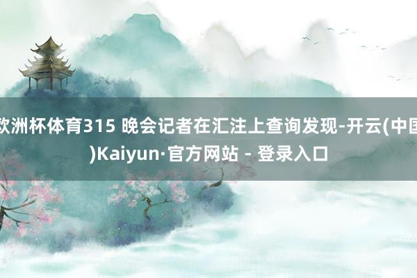 欧洲杯体育315 晚会记者在汇注上查询发现-开云(中国)Kaiyun·官方网站 - 登录入口