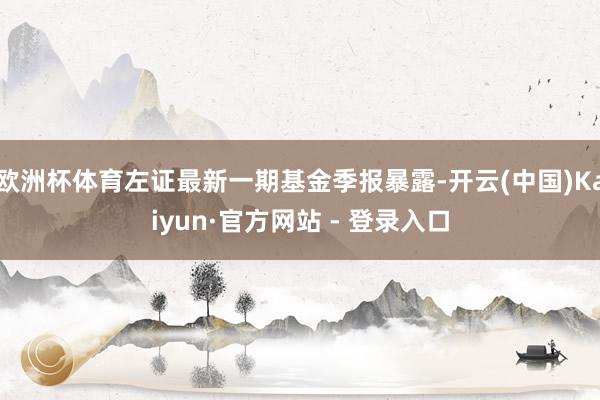 欧洲杯体育左证最新一期基金季报暴露-开云(中国)Kaiyun·官方网站 - 登录入口